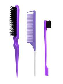 Haarbürsten- und Kammset, doppelseitige Bürste & Kamm für Konturen, Kamm mit spitzem, kleiner zahnbürstenartiger Kamm, professionelle Friseurpflegetools für Perücke, Pferdeschwanz, Zöpfe, Naturhaar, Sleek-Back-Frisuren, weiche Konturbürste, Reise-Urlaubsartikel, Haarzubehör für Frauen, Friseurwerkzeuge, Reisezubehör, Frisur, Friseur, Haarbürste, Bürstenhaarset, Kamm Haar, Locken Kamm, Entwirrbürste, Haarbürste für Frauen, Friseur, Friseurzubehör, Friseursalon, Friseurausrüstung