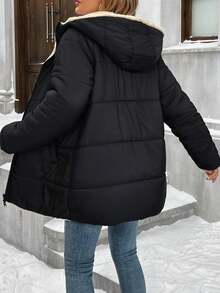 Mobula Sound Reversible Padded Coat, Fashion Casual Outerwear For Autumn/Winter, Suitable For Festivals, Holidays, Daily Wear, Dates, Travels - Black - View 7