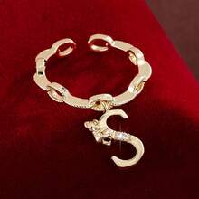 1 chiếc nhẫn điều chỉnh được hình gấu hoạt hình leo chữ, đính đá Cubic Zirconia, dành cho nữ. - Nhiều màu - Xem 25