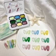 Simwey Christmas Forest-Themed 9-Color Snap Nail Polish, Suitable For Christmas Trees, Reindeer-Colored Nail Art Accents, DIY Nails, Nail Salon Designs, No Wiping Needed, Gentle On Nails, Christmas Gift, A Gift For Women. - 橄欖綠 - 查看 4