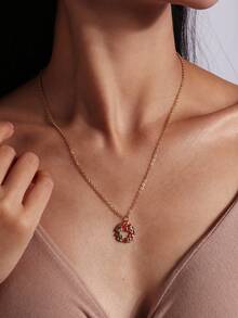 4pcs Minimalist Christmas Reindeer & Snowman Necklace Set, Women Daily Wear Necklace Gift Box Garland Choker