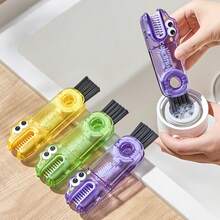 3-In-1 Crocodile Shaped Cup Brush: Ergonomic Handle, Easy To Clean Hard-To-Reach Areas, Durable Multi-Functional Design - Suitable For Bottles, Baby Bottles, Etc. (Purple/Yellow/Green) - Fits 90% Of Containers - 1 Random Color - View 2