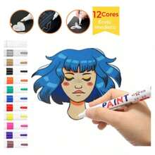 Caneta Permanente Reparadora Tira Riscos Pintura Automotiva Carro Moto Desenho Tênis Roupas - Azul - Visão 4