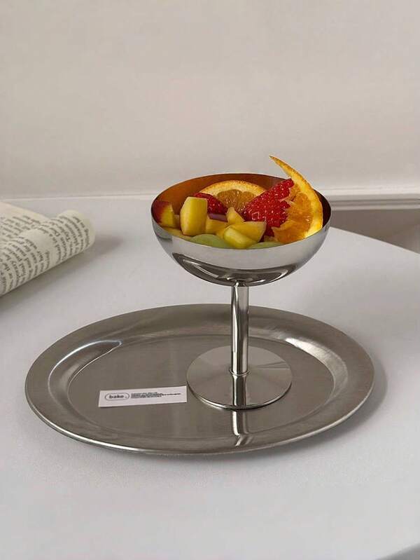 1 وعاء حلوى من الفولاذ المقاوم للصدأ، كوب آيس كريم، كوب مشروبات بساق، كوب شاي بعد الظهر للاستخدام المنزلي