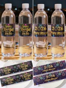 10/24 unidades Etiquetas adhesivas para botellas de Año Nuevo 2026, Etiquetas adhesivas para botellas de agua de fiesta de Año Nuevo, Etiquetas adhesivas para regalos de fiesta de Año Nuevo, Decoraciones de mesa de Nochevieja 2026, Suministros para fiestas de celebración de Año Nuevo, Etiquetas adhesivas para envolver regalos de Año Nuevo, Decoraciones de aniversario, Pegatinas decorativas de Año Nuevo, Decoración de Año Nuevo, Suministros para envolver regalos de Año Nuevo
