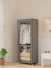 1pc Non-Woven Fabric Wardrobe Organizer, Dust-Proof Clothes Rack, Foldable Closet Hanger, Multi-Functional Bedroom Wardrobe Cabinet, Easy Assembly