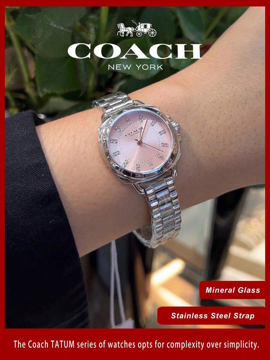 Coach Tatum Blush Dial Stainless Steel Women's Watch 28MM - Silver - View 1