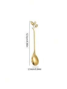 2pcs/6pcs/20pcs Stainless Steel Leaf Shaped Coffee/Tea/Dessert Spoons Shaped Coffee Stirring Spoon, Dessert Spoon, Suitable For Kitchen, Restaurant, Afternoon Tea, Wedding And Party Spoons,Kitchen,Christmas Gift - Multicolor - View 6