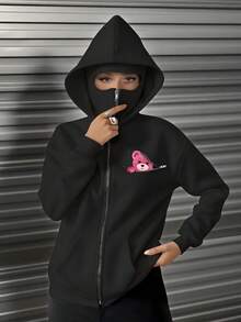 超大款长款拉链卫衣,可作拉法帽或口罩使用,双层连帽设计,适合秋冬季节,也适合度假、上学、居家、日常穿着、街头风、摄影、极简主义、Y2K、休闲、学院风、街头风、办公、可爱、性感等风格,适合秋季、冬季、圣诞节、新年等节日,可作外套、戏服穿着,时尚百搭的拉链卫衣。 - 黑色 - 查看 3