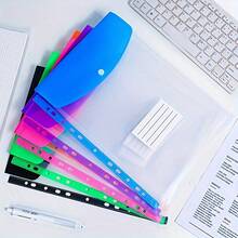 12 Piezas de Bolsas de Archivo Sueltas Tamaño A4, Bolsillos de Plástico Transparente de Alta Capacidad con Cierre de Botón, Organizador de Documentos Multicolor para Oficina, Escuela y Hogar - Ideal para Almacenamiento de Papel y Papelería