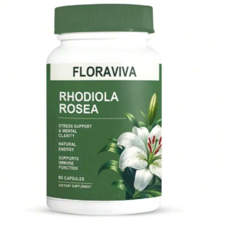 Floraviva Rhodiola Rosea Capsules – Adaptogen Supplement For Energy, Stress Relief & Mental Focus - 1 Bottle (Single) - View 1