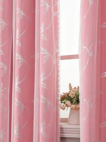 1 Paneel Blumen Doppelschicht Verdunkelungsvorhang mit Ösen Design, geeignet für Wohnzimmer, Esszimmer, Schlafzimmer, Arbeitszimmer, Café, ländliches Bauernhaus, Halloween, Weihnachten