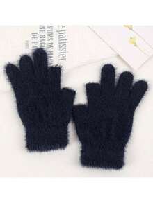 Warm Plush Gloves For Women, Thickened Warm Touchscreen Fingerless Gloves, Suitable For Outdoor Sports, Cycling In Winter. Valentine's Day Gift