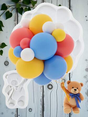 Bear Balloon Silicone Molds Balloon Fondant Candy Chocolate Mold Cake Decoration Cupcake Topper Candy Polymer Clay Gum Paste