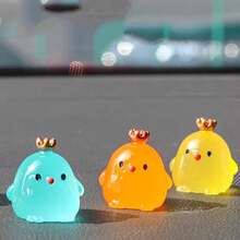 1/2/4 تمثال صغير لتاج الدجاجة الجميلة للسيارة، حيوان أليف مميز للسيارة، إضاءة ليلية الاستخدام كديكور داخلي للسيارة، عنصر ديكور للسيارة