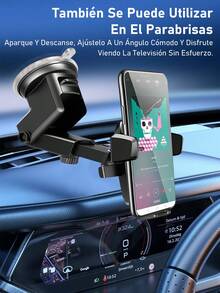 1 pieza Soporte Para Celular Para Carro Universal, Porta Celular Para Carro, Pieza Soporte De Teléfono Móvil Ajustable De 360 Grados Negro , Soporte Para Teléfono Móvil Para Coche, Soporte Para Teléfono Móvil Para Coche, Soporte De Clip Para Ventilación De Aire, Soporte Para Teléfono Móvil Para Automóvil, Soporte Para Teléfono Inteligente Gps,Soporte multiusos con ventosa para el salpicadero del coche - Negro - Ver 4
