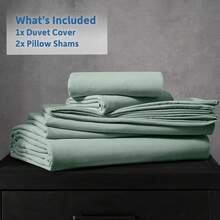 Soft Prewashed California King Duvet Cover Set, 3 Piece, Zipper Closure, 104x98 Inches Duvet Cover And 2 Pillow Shams - No Comforter,  In 2025 - 鼠尾草綠(無被子) - 查看 8