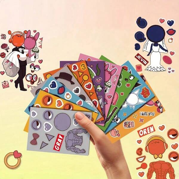 10 قطعة ملصقات مُحسّنة لمشهد الزفاف، ملصقات DIY للمفكرة، ملصقات تعبيرية للتجميع الذاتي، ديكورات حفلات، ملصقات كتاب هادئ، ملصقات شخصيات كرتونية جميلة