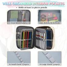 Large Pen Pencil Case Art Colored Pencil Pouch Portable Stationery Organizer With 2 Detachable Layers 54 Slots For School Office College Beige