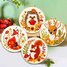 11CT Cross Stitch DIY Kit, Beginner Starter Set, Bookshelf Floral Pattern, Home Decor Creative Gift