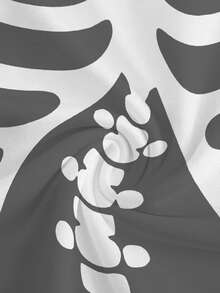 Men'S Fashion 3D Printed Long Sleeve T-Shirt, Casual Knit Polyester Top, Regular Fit, Round Neck, Geometric Skeleton Design, Spring/Autumn Season, Stretch Fabric, Unisex