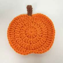 2PCS Halloween Pumpkin Coasters Handmade Knitted Yarn Heat Resistant