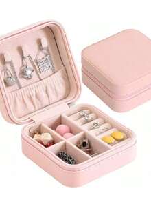 Portable Travel Jewelry Box Storage Bag Ring Necklace Pouch Good Gift - 黑色 - 查看 5