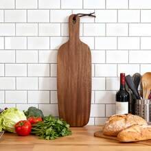 1pc - Rosewood Handle Cutting Board/Steak Board - Multipurpose Wooden Cheese Platter, Double-Sided Durable Kitchen Chopping Board, Rectangular Design With Hanging Hole (15 Inch), Wooden Butcher Block, Home Meat Cutting Board, Cheese & Charcuterie Board, Washable Fruit Board, Home & Dorm Chopping Board, Kitchen Essentials, Kitchen Gadgets - Must-Have Apartment Cooking Accessory, Suitable For Outdoor Camping, Graduation, Back To School, Wedding Season, Christmas, Thanksgiving, Easter, Halloween