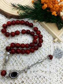 33pcs Muslim Prayer Beads Glass Floral Single Tassel Rosary, Daily Prayer Tasbeeh Bracelet/Necklace - 33 Glass Colors - View 6