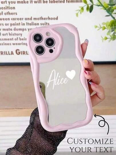 Personalized Mirror Silver Foil Phone Case,Custom Mirror Case,Cute Phone Case For Make Up, 15 Pro Max, 14,Gifts For Her