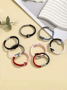 Bracelet tressé fait main, bracelet de corde ajustable vintage bohème coloré, nœud en forme de 8, cadeau de couple bicolore