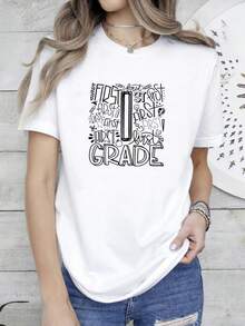 180g pure Cotton First Grade Teacher Shirt, 1st Grade Teacher Team Shirt, Matching Teacher Shirt, First Grade Crew Shirt, Elementary Teacher, ® Top For Everyday Wear streetwear Slightly Versatile Comfortable Stretched women Casual Unisex T-Shirt For Women Casual - Blanco - Ver 1