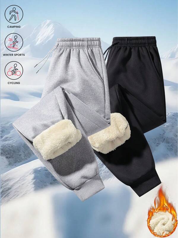 Plateforme soigneusement sélectionnée, pantalon de sport casual pour hommes en hiver, pantalon long épais et chaud de couleur unie, convient aussi bien pour le sport que pour le casual. Polaire