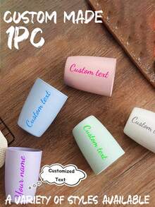 1 pezzo Tazza personalizzata - Testo personalizzato, viola/rosa/blu pastello, tazza da bagno e da viaggio spessa per casa, dormitorio, regali - Aggiungi il tuo messaggio!, Accessori e decorazioni per il bagno