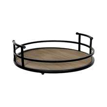 Metal And Wood Round Tray Wooden Coffee Table Tray Decor For Empty Table Surfaces Decorative Round Serving Tray With Handles