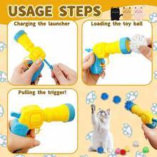 2 Launchers Pom Pom Balls, Toys Balls Launcher, Launch Ball Interactive, Silent Plush Elastic Ball - 閃光 - 查看 4