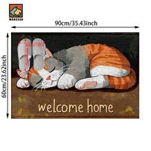 1 Stück/2 Stücke Katzen-gemusterter rutschfester Badezimmer Teppich zum Auslegen auf den Boden, Super-Faser rutschfester Teppich, Imitat-Kaschmir saugfähiger und schnell trocknender Teppich, geeignet für Türen, Badezimmer, Küchen und andere Anlässe, maschinenwaschbar, rutschfest, Alltagsdekoration, kann als Geschenk gegeben werden - Verschiedenfarbig - Übersicht 12