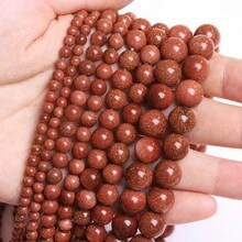 1 String 4/6/8/10mm Natural Stone Jinsha Stone Round Beads DIY For Earring Bracelet Ornaments Material Accessories - Đỏ - Xem 2