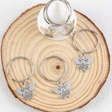 5pcs Angel Keychain Set, Circular Rings With Motivational Cards, Suitable For Bag Decoration, Gift For Family, Friends, Party, Appreciation, Motivation, Christmas, Classroom Rewards, New Year