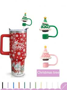 2/8 piezas Cubiertas de pajita navideñas, Cubiertas de pajita reutilizables, Lindos tapones para pajitas de taza, Cubiertas de pajita de silicona sin plástico, Cubiertas de pajita kawaii para fiestas