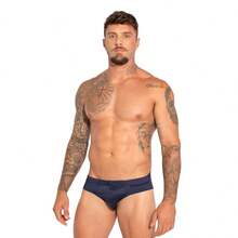 SIGH Kit Of 3 Men's Briefs, Smooth Microfiber Thong, Sexy Fashion, Adult, Built-In Elastic - 藏蓝色 - 查看 3