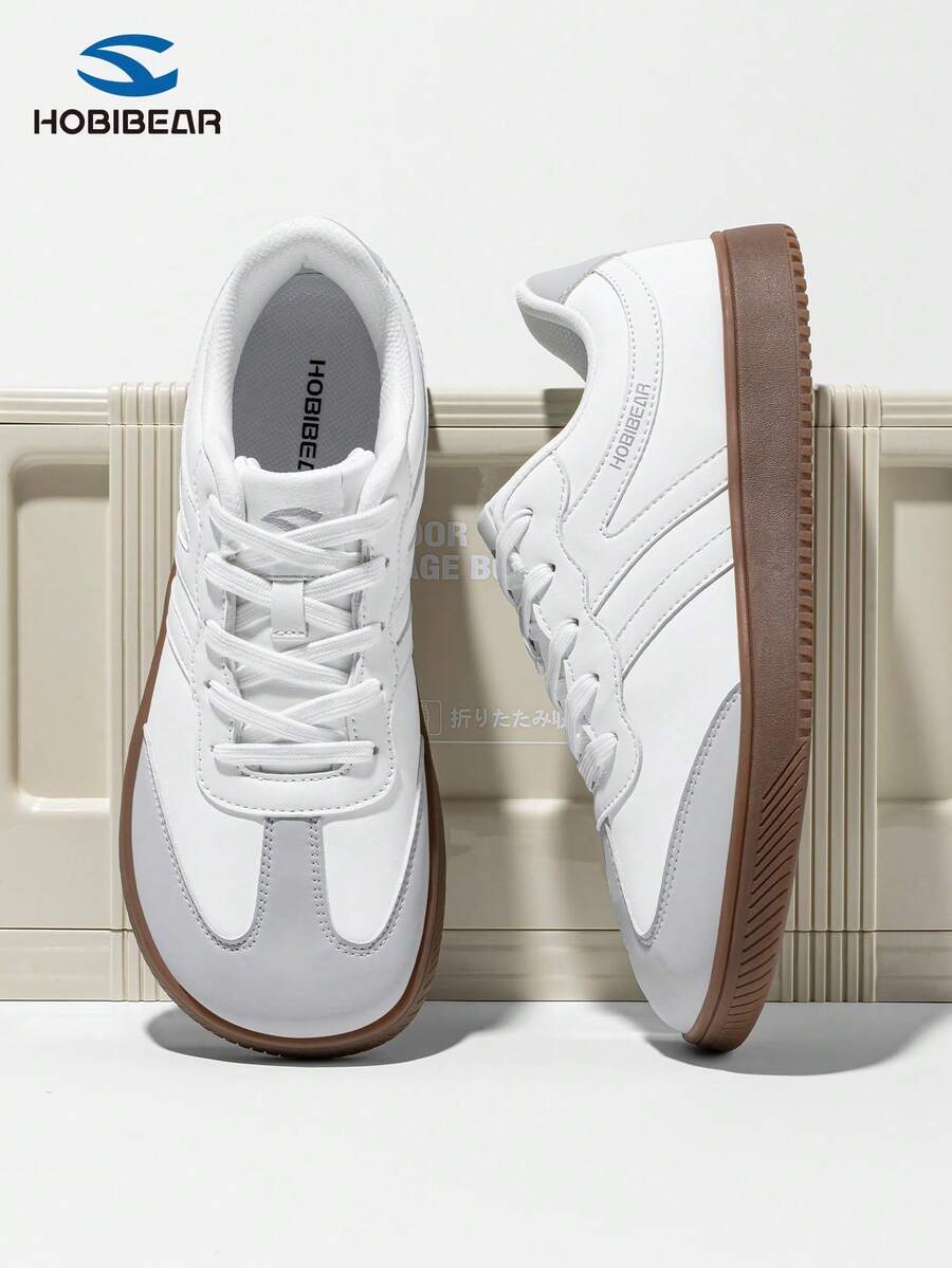 HOBIBEAR 1双秋冬防水运动鞋，保暖赤足鞋，加宽纤维皮革软橡胶鞋底，舒适北欧健走鞋，德国青少年训练鞋，白色
