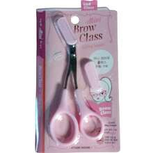 Tesoura De Aparar Sobrancelha Com Pente Cor Rosa Conjunto