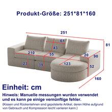 Chenille Sofa With Curved Elements And Chaise Longue, Fully Compressed And Frameless, Modular L-Lounge Combination Sofa, Foam Compression Sofa, No Assembly Required - Beige - View 4