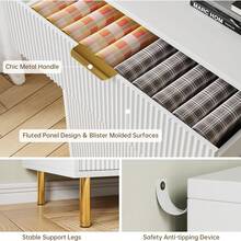 Cómoda Moderna Blanca de 5 Cajones Grandes con Tiradores Dorados, Tocador Doble de Madera para Recámara, Organizador de Almacenaje para Sala, Entrada y Pasillo – Mueble Elegante & Home - Blanco - Ver 7