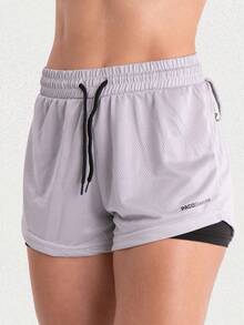 Women's 2-In-1 Dryfit Gym Shorts Kit: 3 Double Shorts For Training, Hiking And Other Sports - 黑色+藍色+灰色 - 查看 9