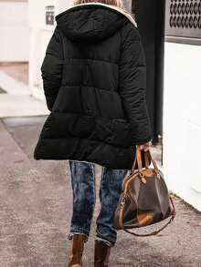 Mobula Sound Reversible Padded Coat, Fashion Casual Outerwear For Autumn/Winter, Suitable For Festivals, Holidays, Daily Wear, Dates, Travels - Black - View 10