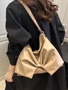 Bolso de mano con decoración de lazo para mujer, de gran capacidad, elegante, para ir y venir, bolso de hombro, casual, de moda, versátil, bolso de sobaco