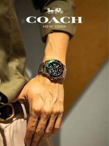 Coach Kent Green Dial Silver Steel Strap Watch For Men - Silver - View 7