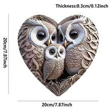 1 pièce Ornement suspendu en bois en forme de hibou, crochet de porte en bois créatif en forme de cœur de hibou, décoration pour le salon, la chambre, la cour et le jardin - Multicolore - Voir 3